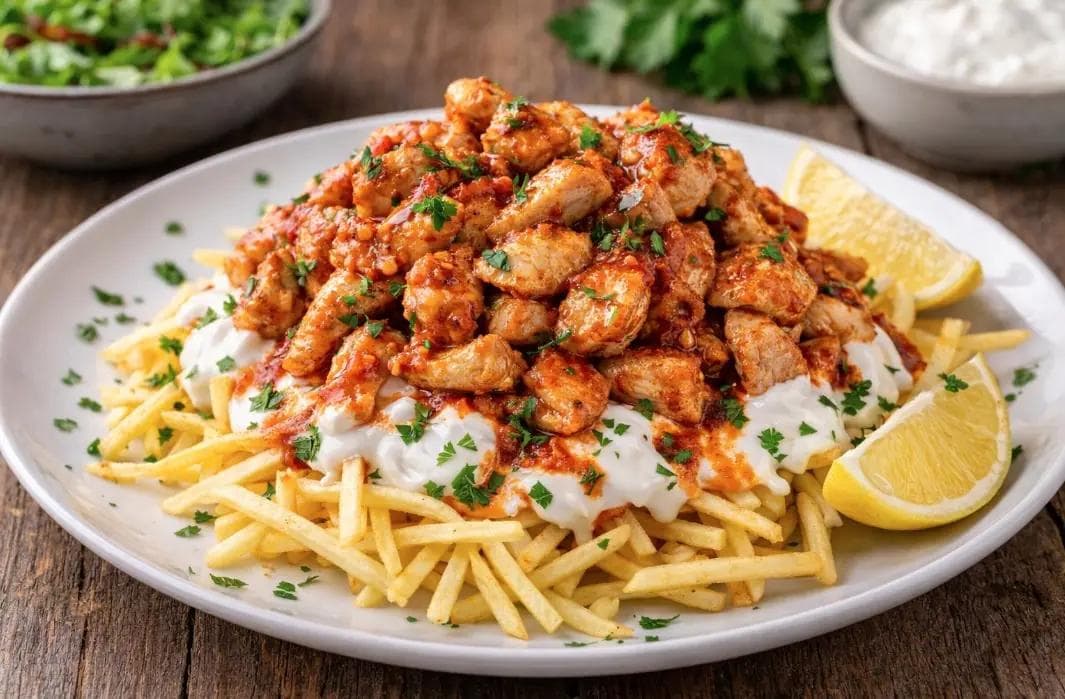 Tavuklu Çökertme Kebabı: Çıtır Patatesli ve Sarımsaklı Yoğurtlu